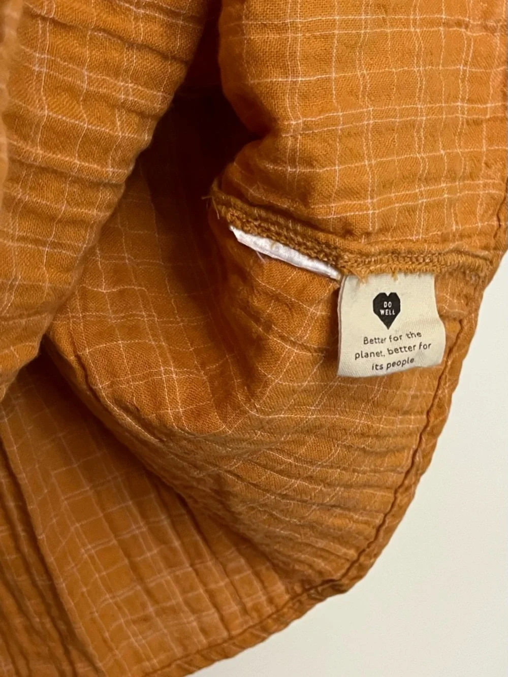 Madewell • XS • Burnt Golden Orange Square-Neck Puff Sleeve Peplum Plaid Top